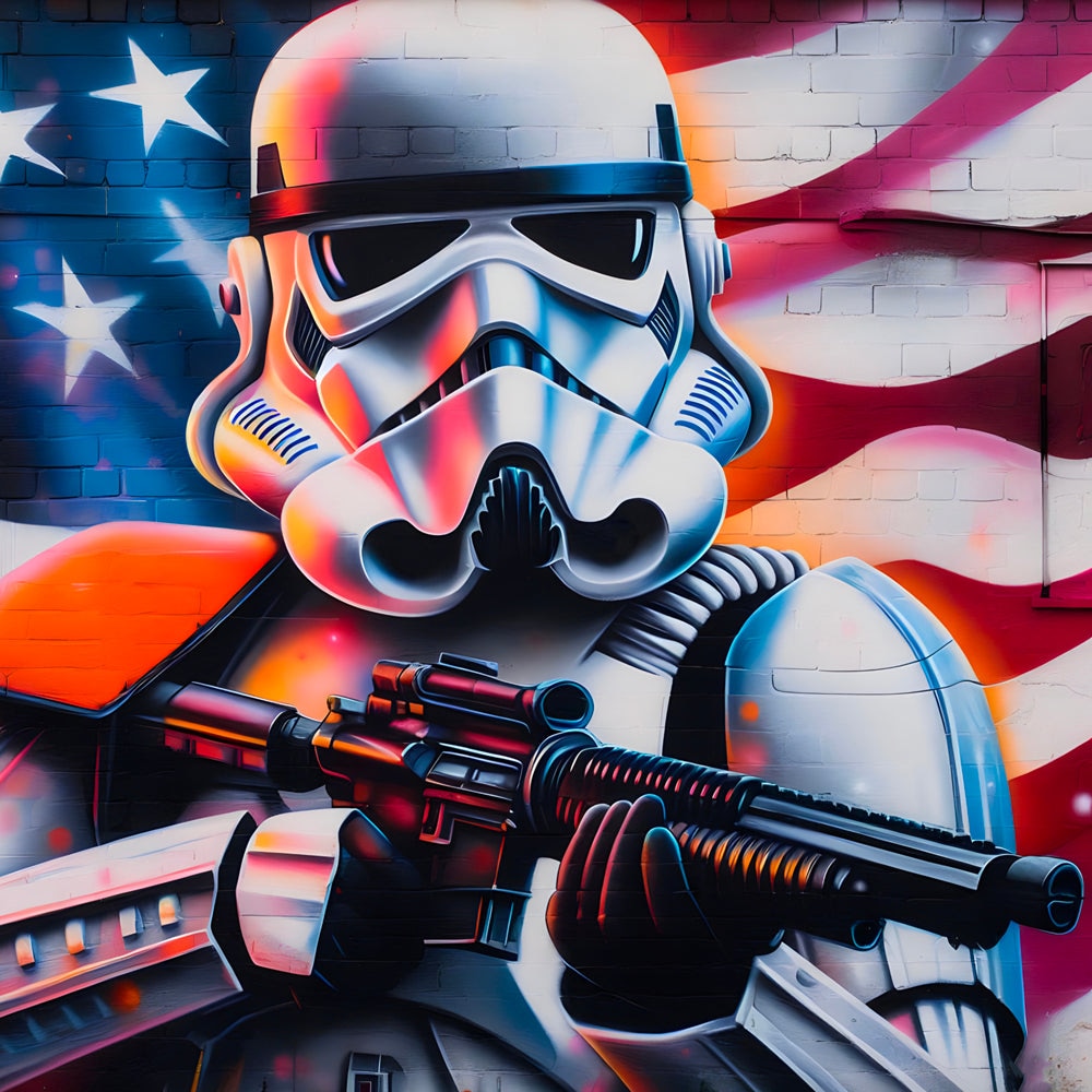 Tableau Star Wars - Stormtrooper Patriotique - Décoration Murale Captivante - Fabulartz.fr