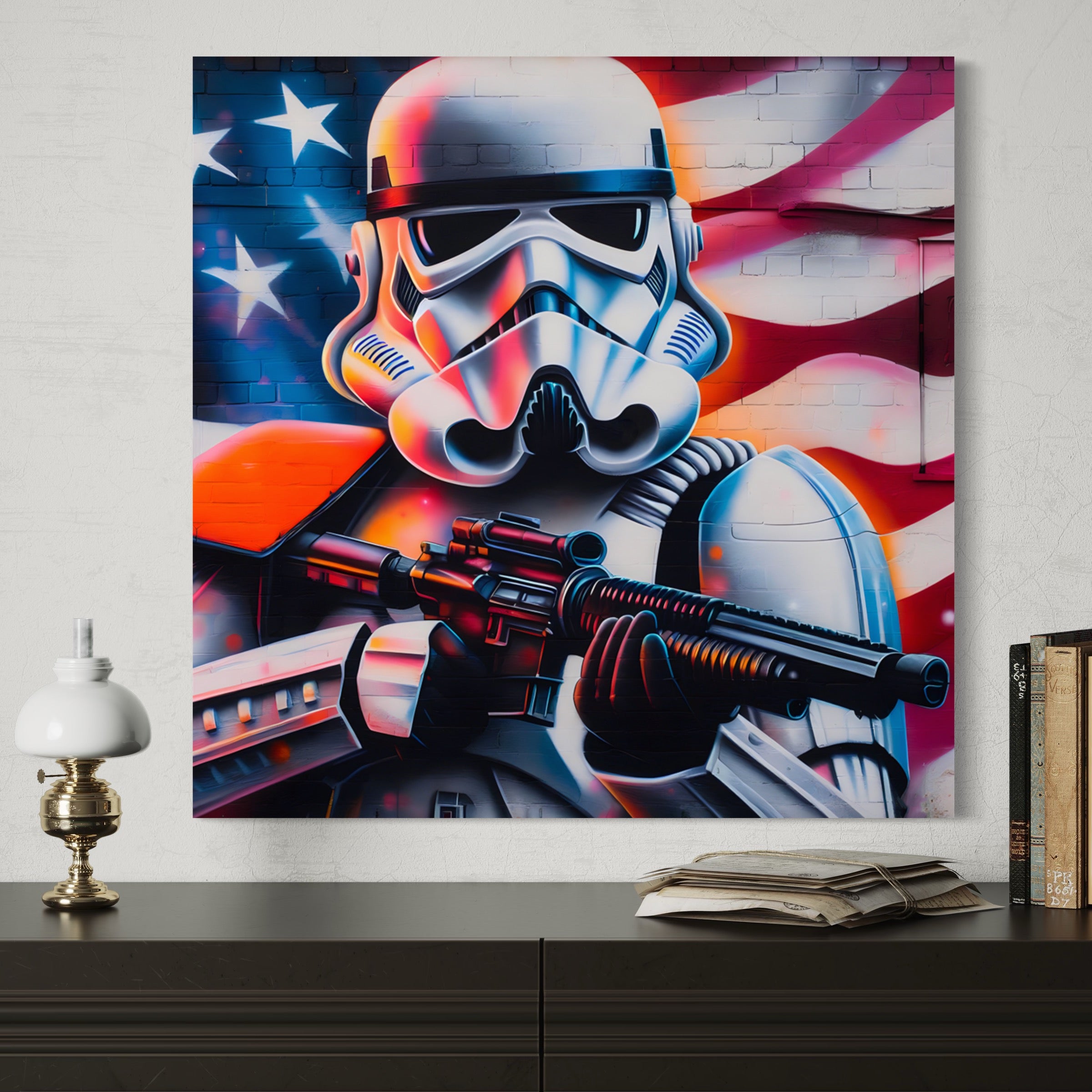 Tableau Star Wars - Stormtrooper Patriotique - Décoration Murale Captivante - Fabulartz.fr