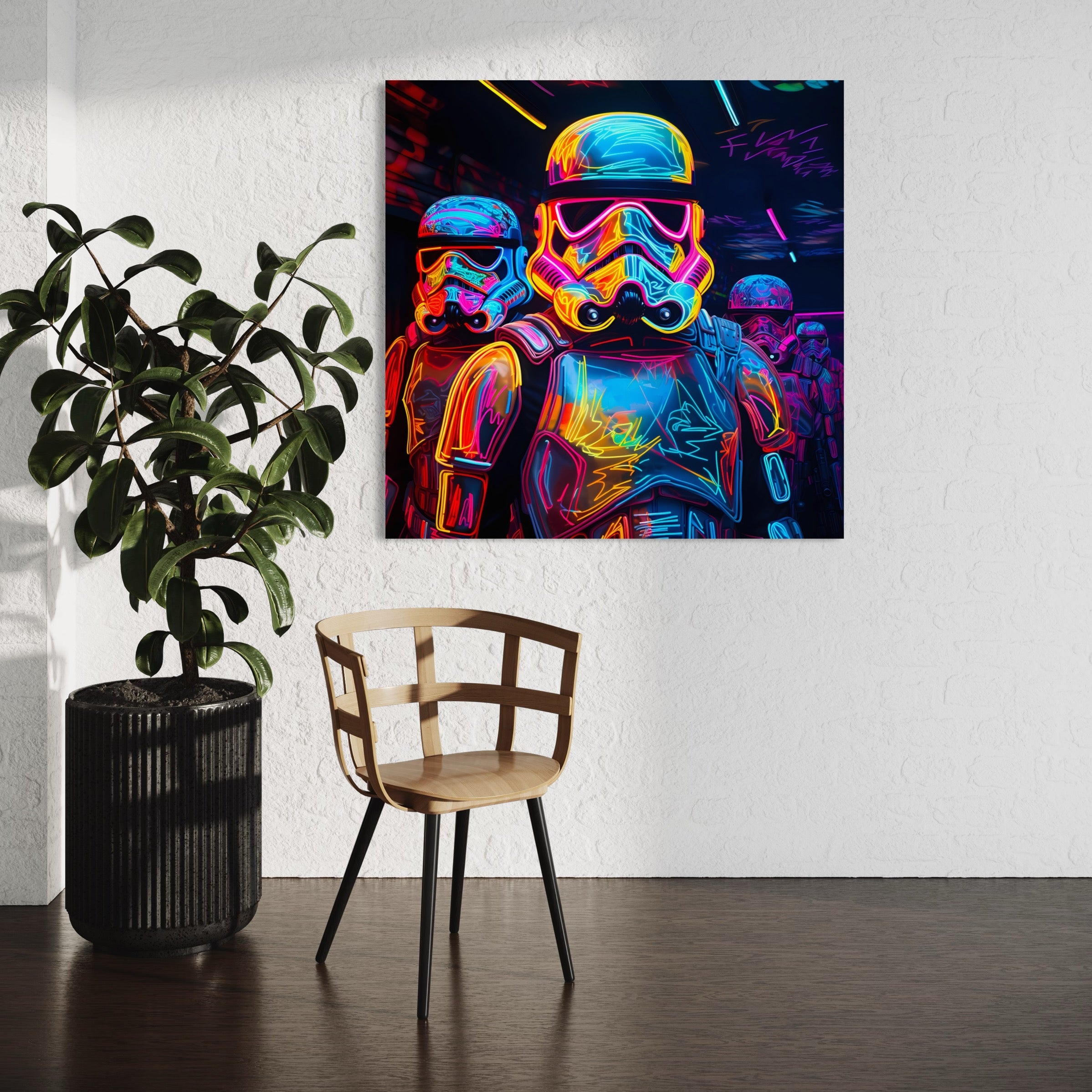 Tableau Star Wars - Stormtroopers Néon - Décoration Murale Futuriste - Fabulartz.fr