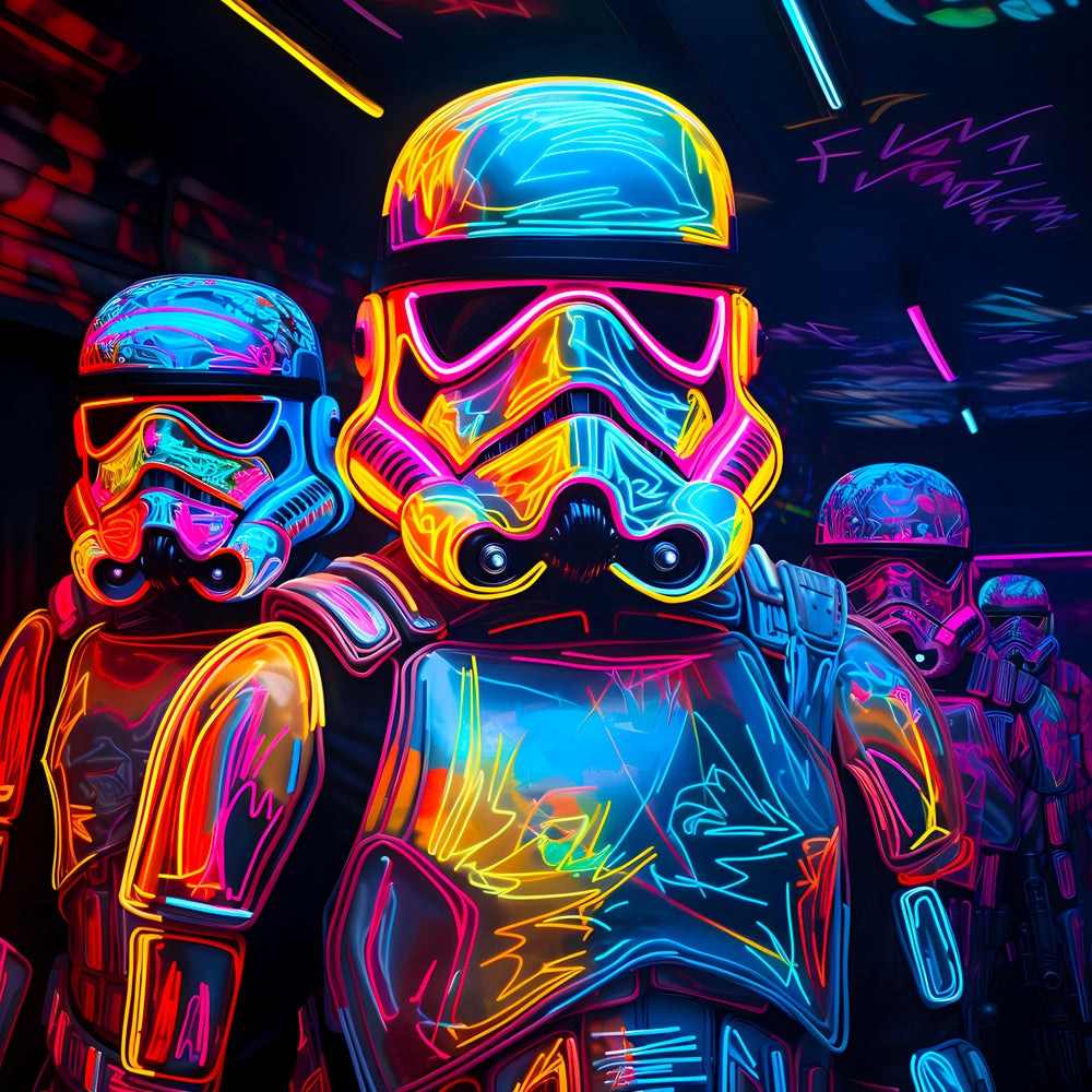 Tableau Star Wars - Stormtroopers Néon - Décoration Murale Futuriste - Fabulartz.fr