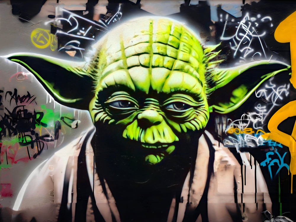 Tableau Star Wars - Yoda Graffiti Moderne - Décoration Murale Dynamique - Fabulartz.fr