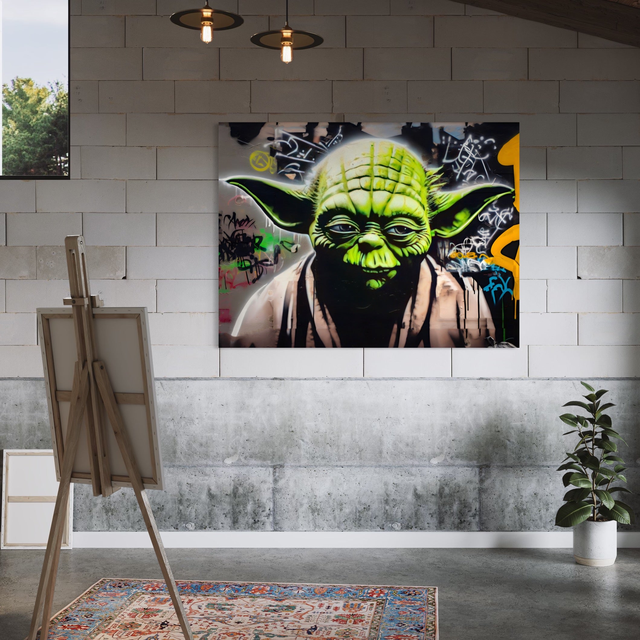 Tableau Star Wars - Yoda Graffiti Moderne - Décoration Murale Dynamique - Fabulartz.fr