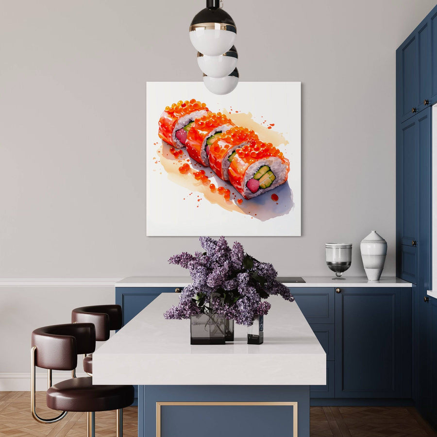 Tableau Cuisine "Sushi Coloré" - Art Culinaire Mural Design