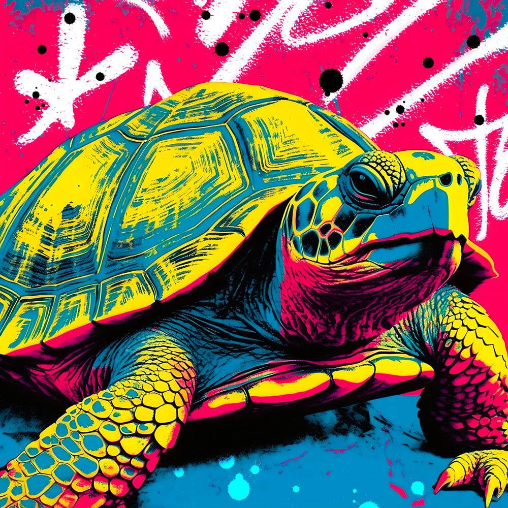 Tableau Tortue Pop Art - Colorée - Décoration murale - Design - Fabulartz.fr