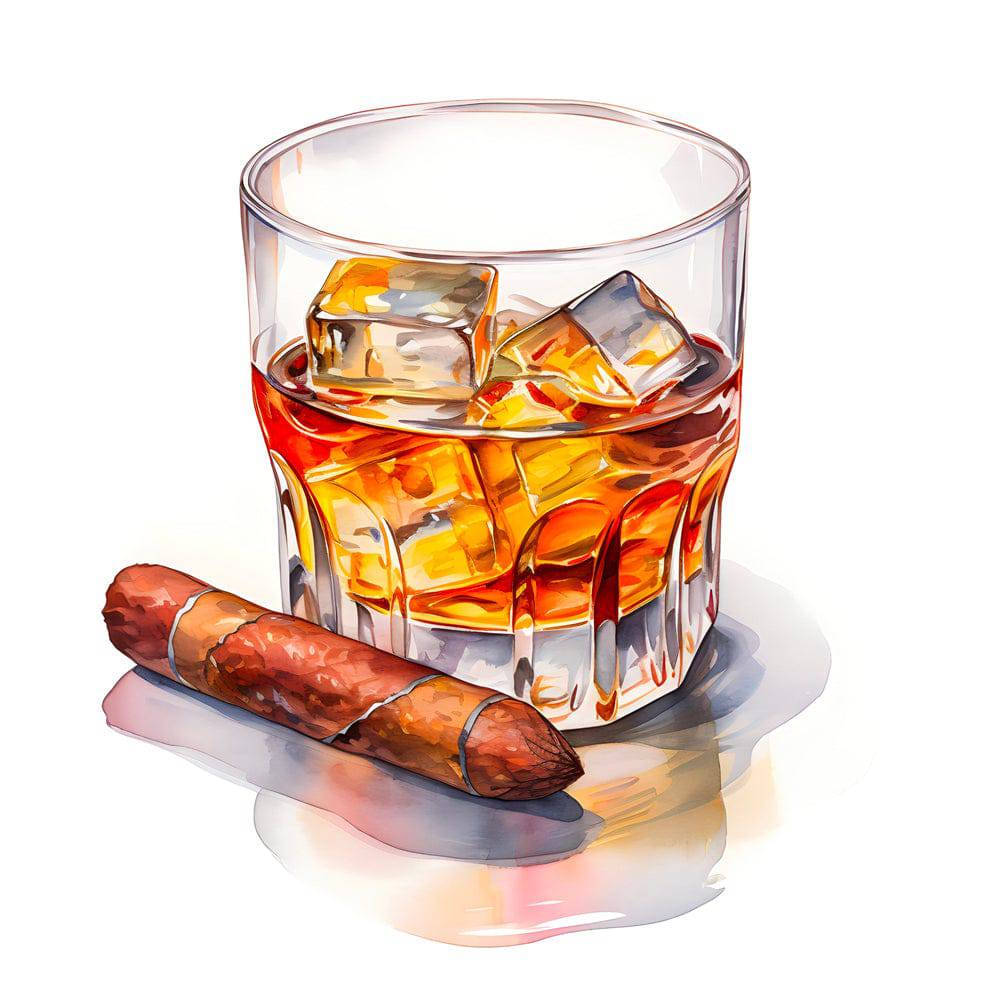 Tableau Whisky et Cigare - Art Mural pour Bars et Cuisines - Fabulartz.fr