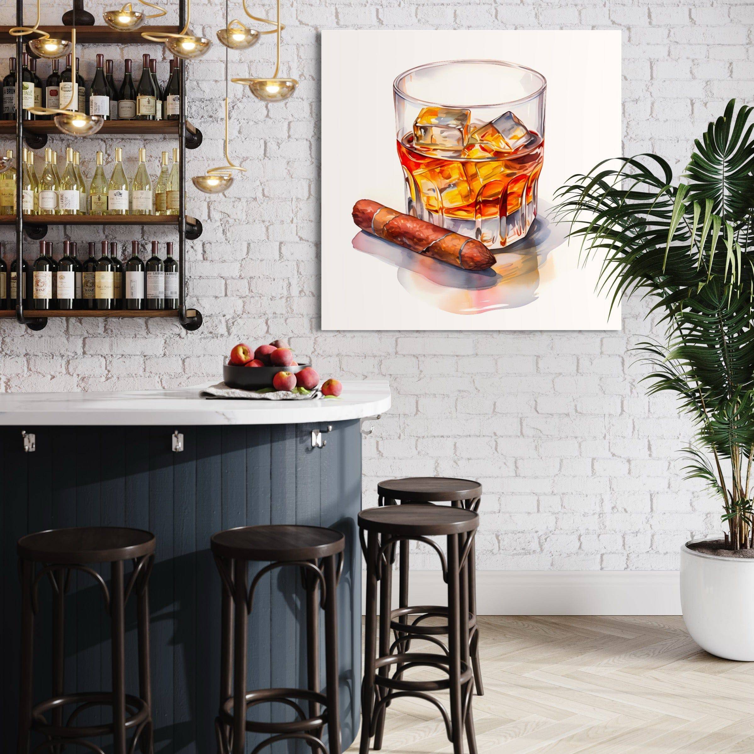 Tableau Whisky et Cigare - Art Mural pour Bars et Cuisines - Fabulartz.fr