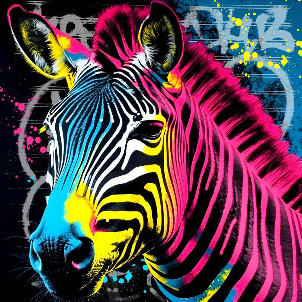 Tableau Zèbre Pop Art - Décoration Murale - Moderne - Fabulartz.fr