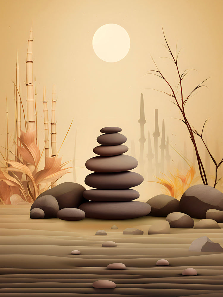 Tableau Zen Ambiance Aurore - Pierres Empilées - Fabulartz.fr