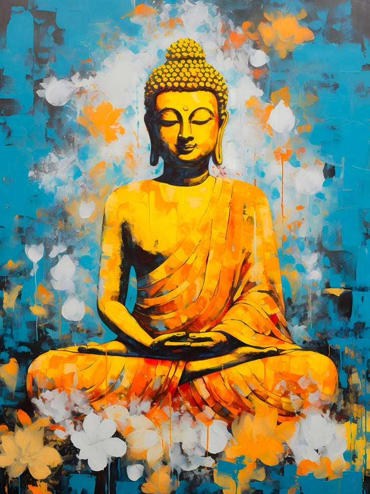 Tableau Zen Bouddha Coloré - Joie Spirituelle pour Salon Moderne - Fabulartz.fr
