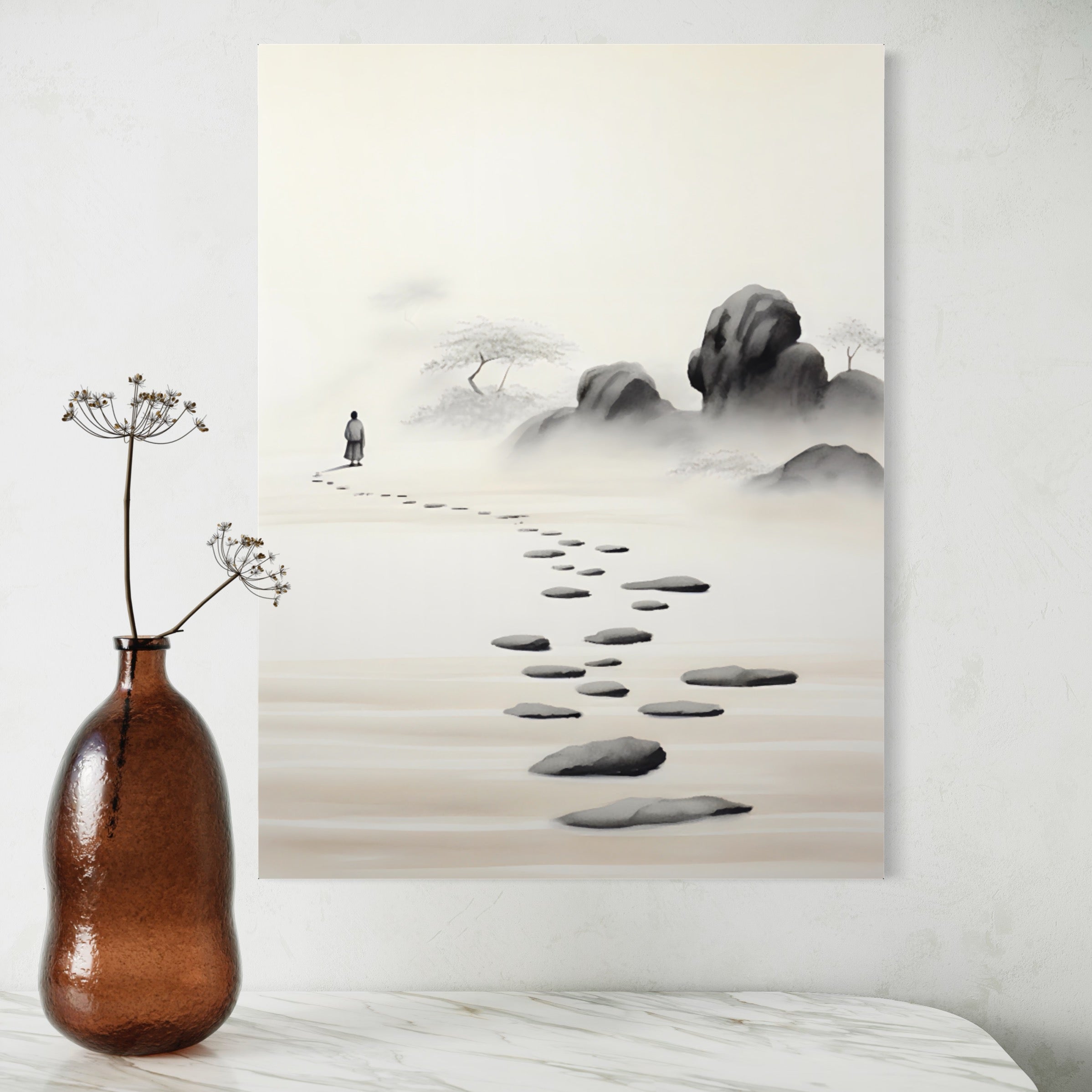 Tableau Zen Chemin de Pierres - Atmosphère Paisible & Sereine - Fabulartz.fr