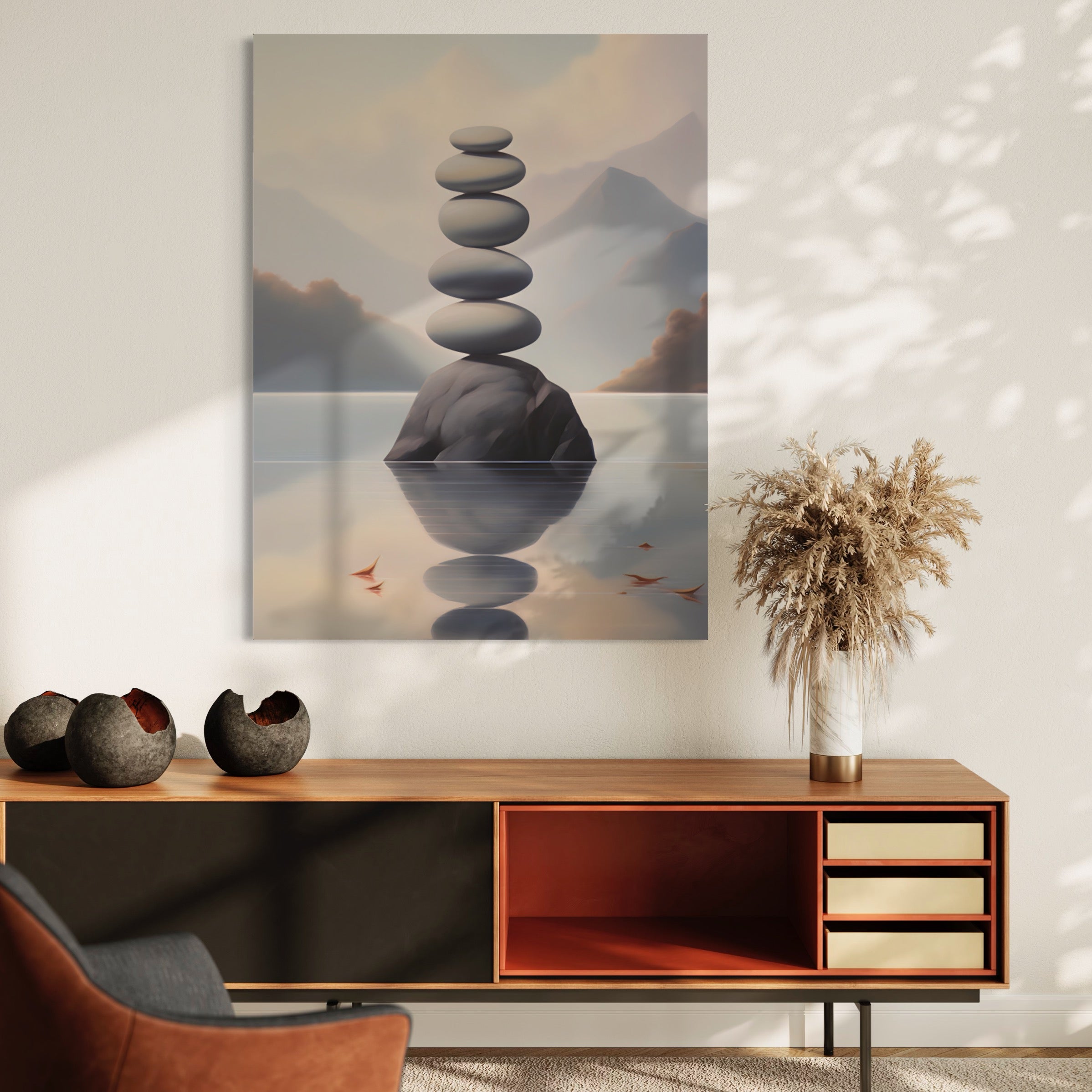Tableau Zen Équilibre - Art Mural de Méditation - Atmosphère Apaisante - Fabulartz.fr