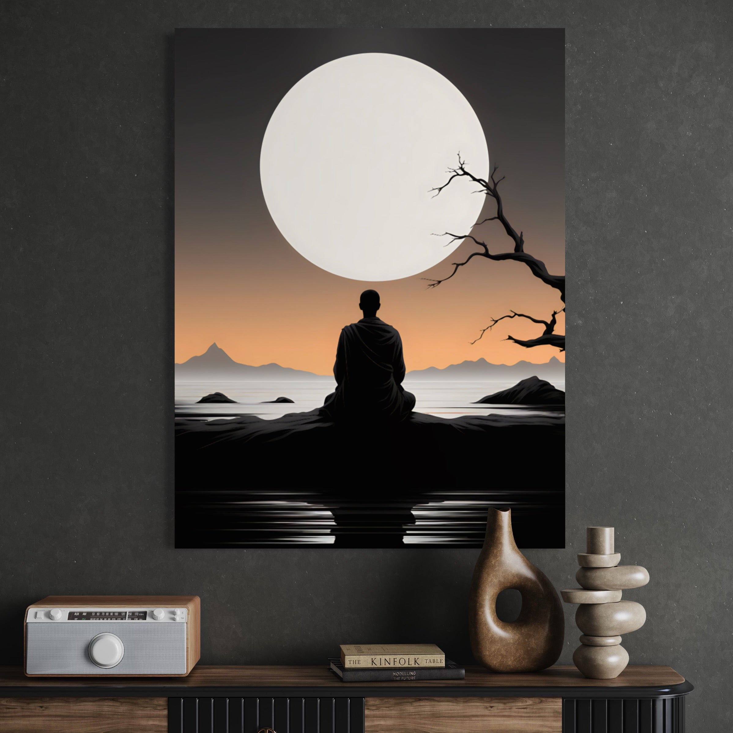 Tableau Zen Méditation Lunaire - Calme Mystique pour Intérieur Zen - Fabulartz.fr