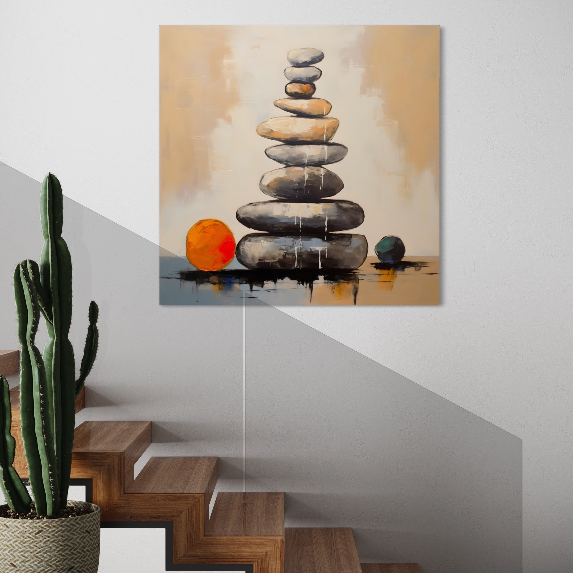 Tableau Zen Pierres Empilées - Chaleur et Équilibre pour Intérieur Zen - Fabulartz.fr