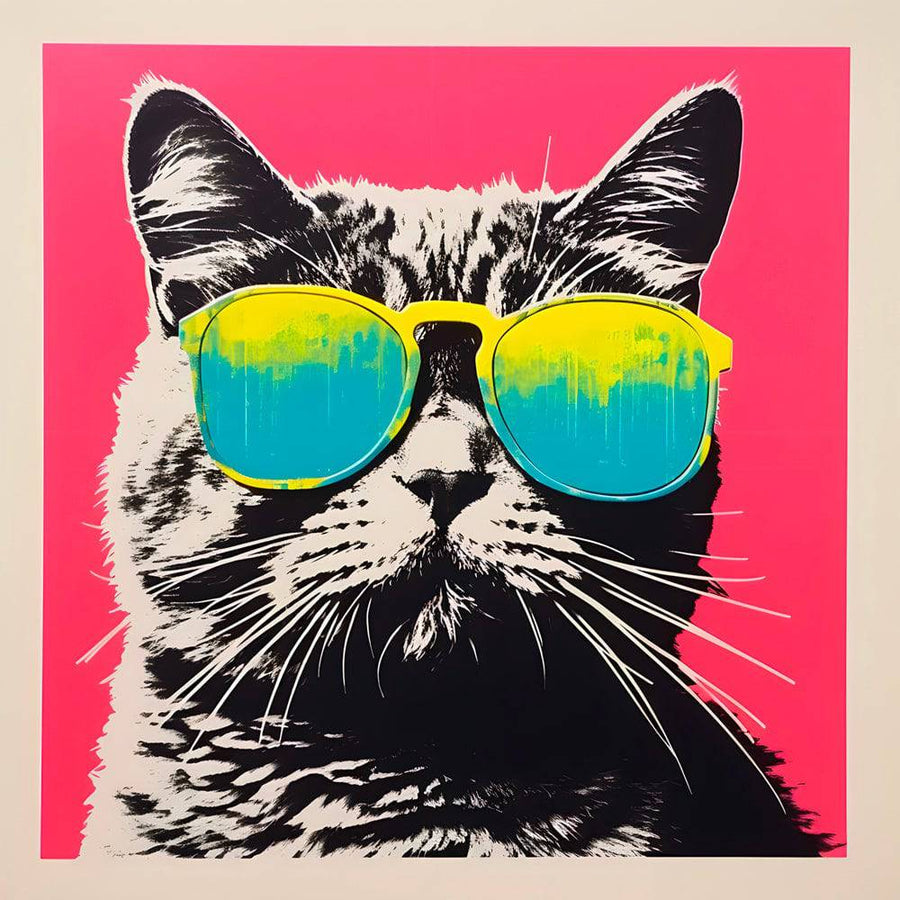 Tableau Pop Art Chat Cool - Décoration Murale Tendance | Art Contemporain