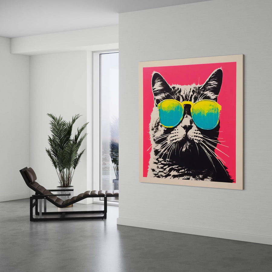 Tableau Pop Art Chat Cool - Décoration Murale Tendance | Art Contemporain