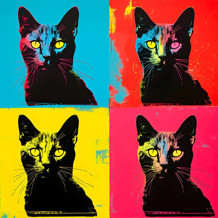 Tableau Pop Art Chat Noir - Décoration Murale Élégante | Art Moderne