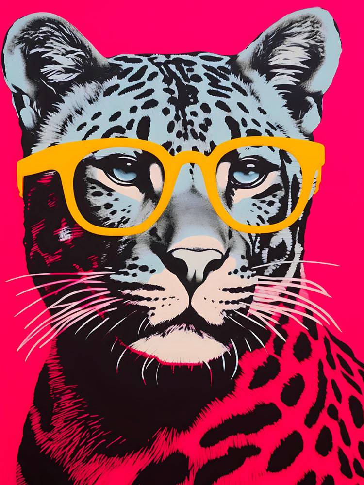 Pittura Pop Art Ghepardo con occhiali - Cornice per decorazione murale