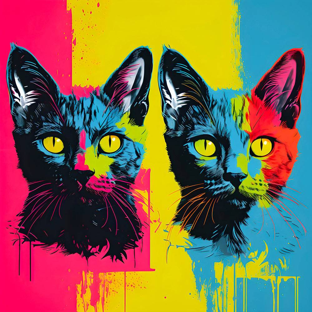 The Two Cats | Tableau Chat Pop Art - Fabulartz.fr