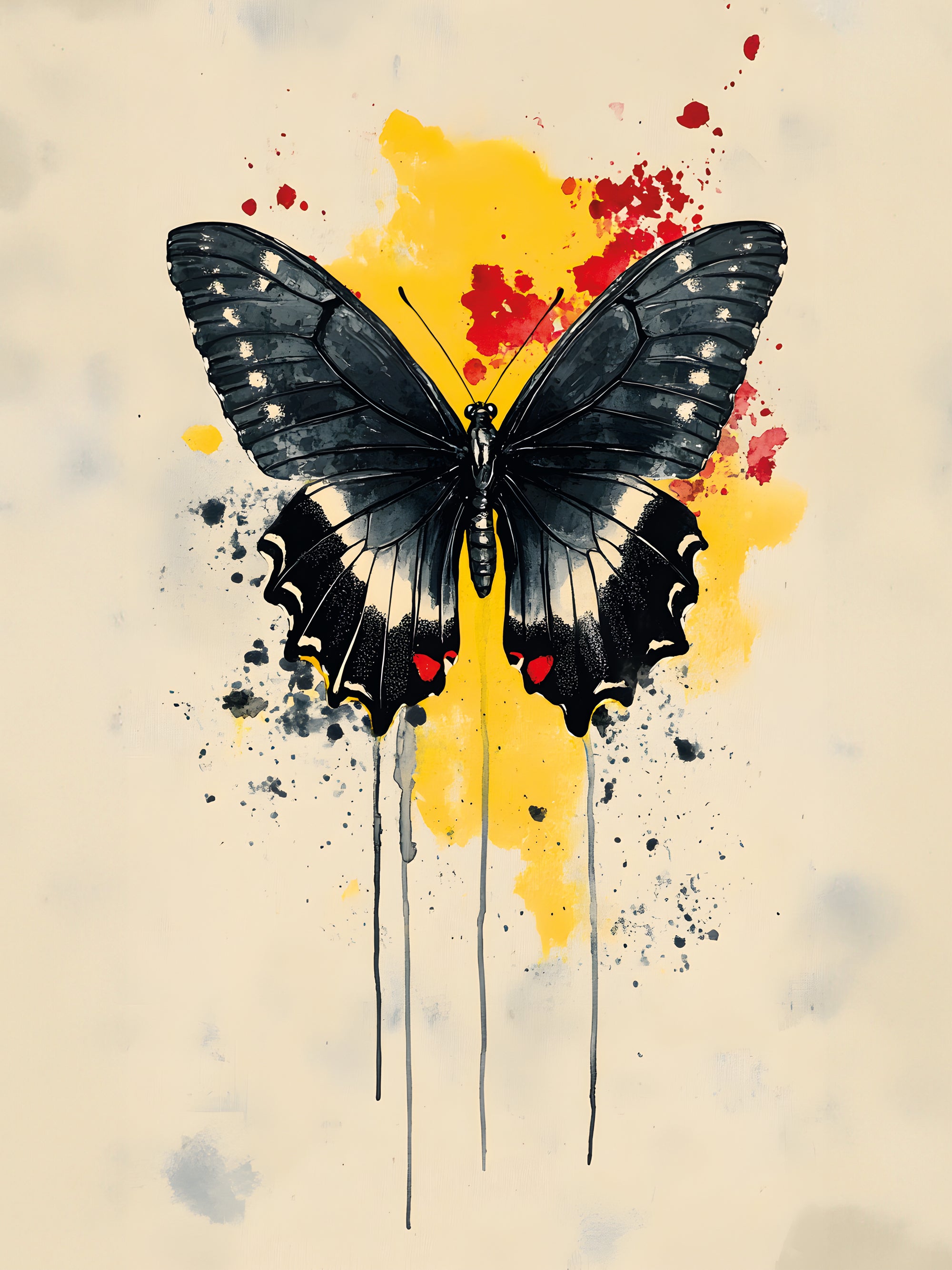 Tableau Papillon Noir - Déco Murale Contemporaine - Fabulartz.fr