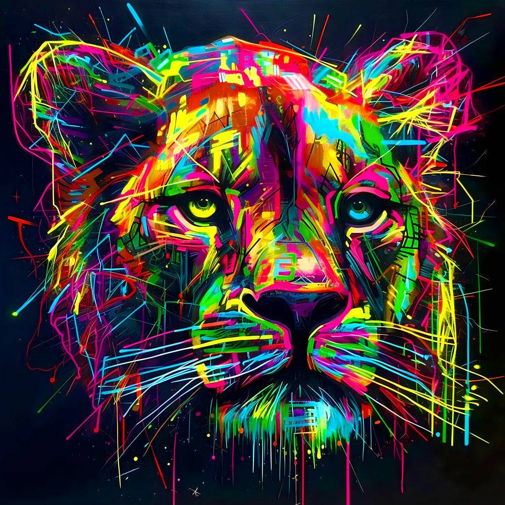 Toile Lion Pop Art - Tableau Déco Moderne - Fabulartz.fr