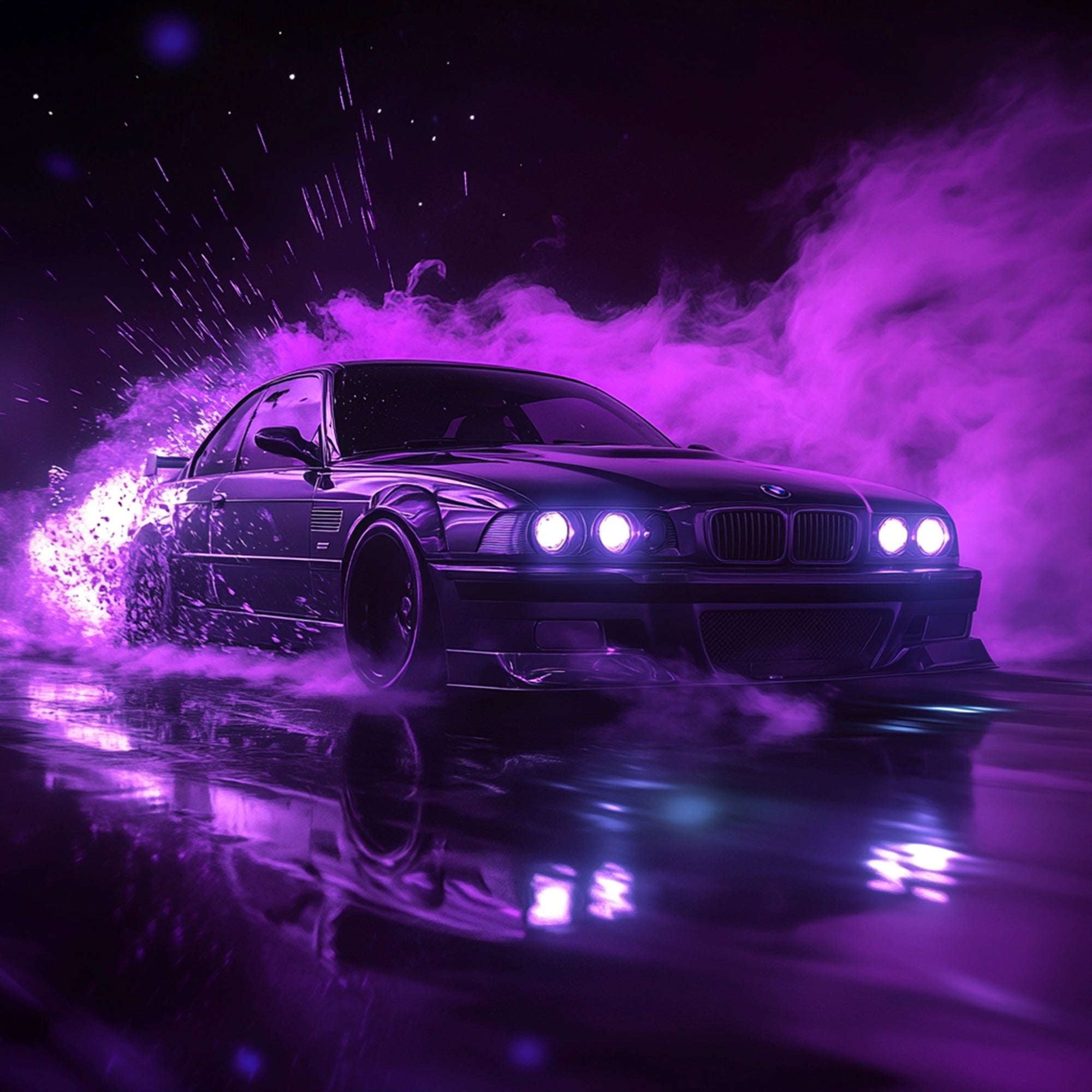 Tableau BMW Nuit Violet - Cadre Mural Moderne - Fabulartz.fr