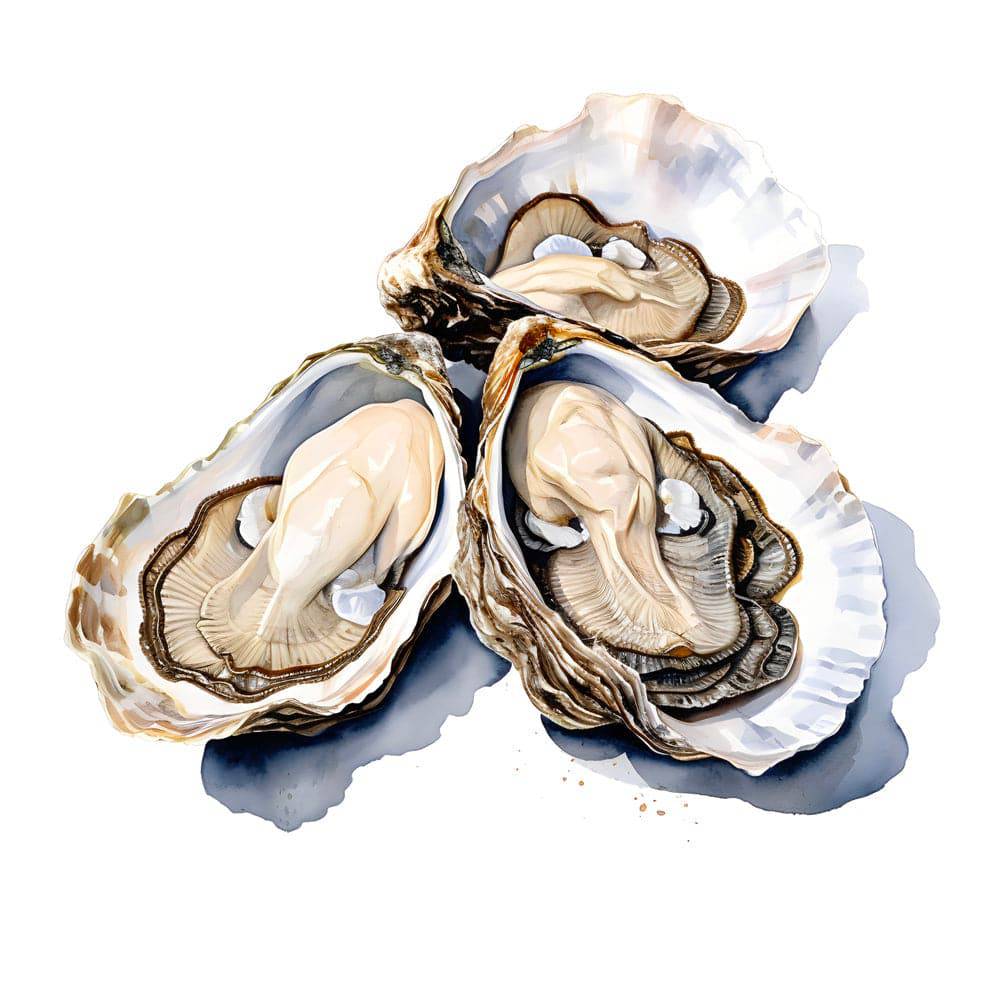 Trio d'huîtres - Fraîcheur Marine en Tableau Cuisine - Fabulartz.fr