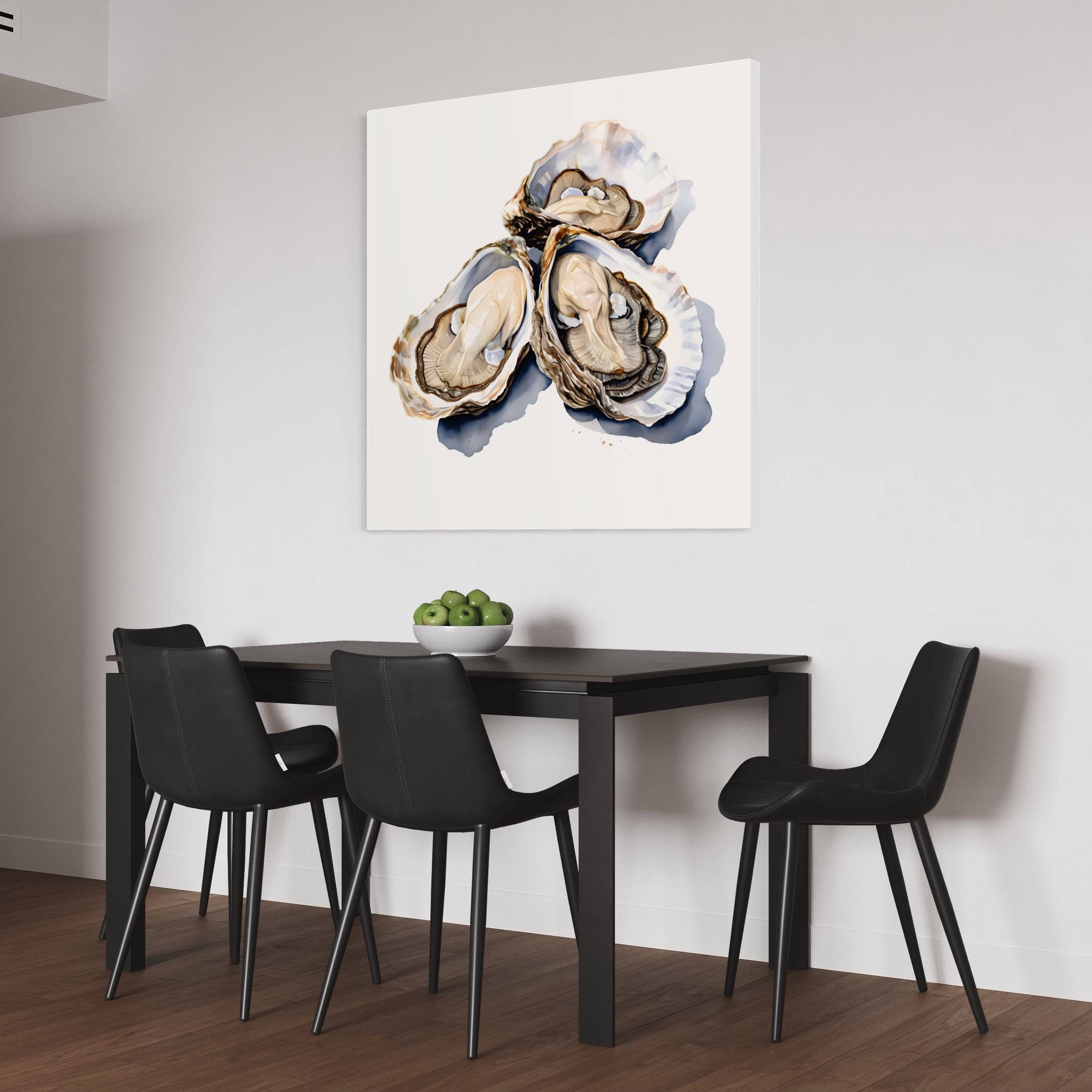 Trio d'huîtres - Fraîcheur Marine en Tableau Cuisine - Fabulartz.fr