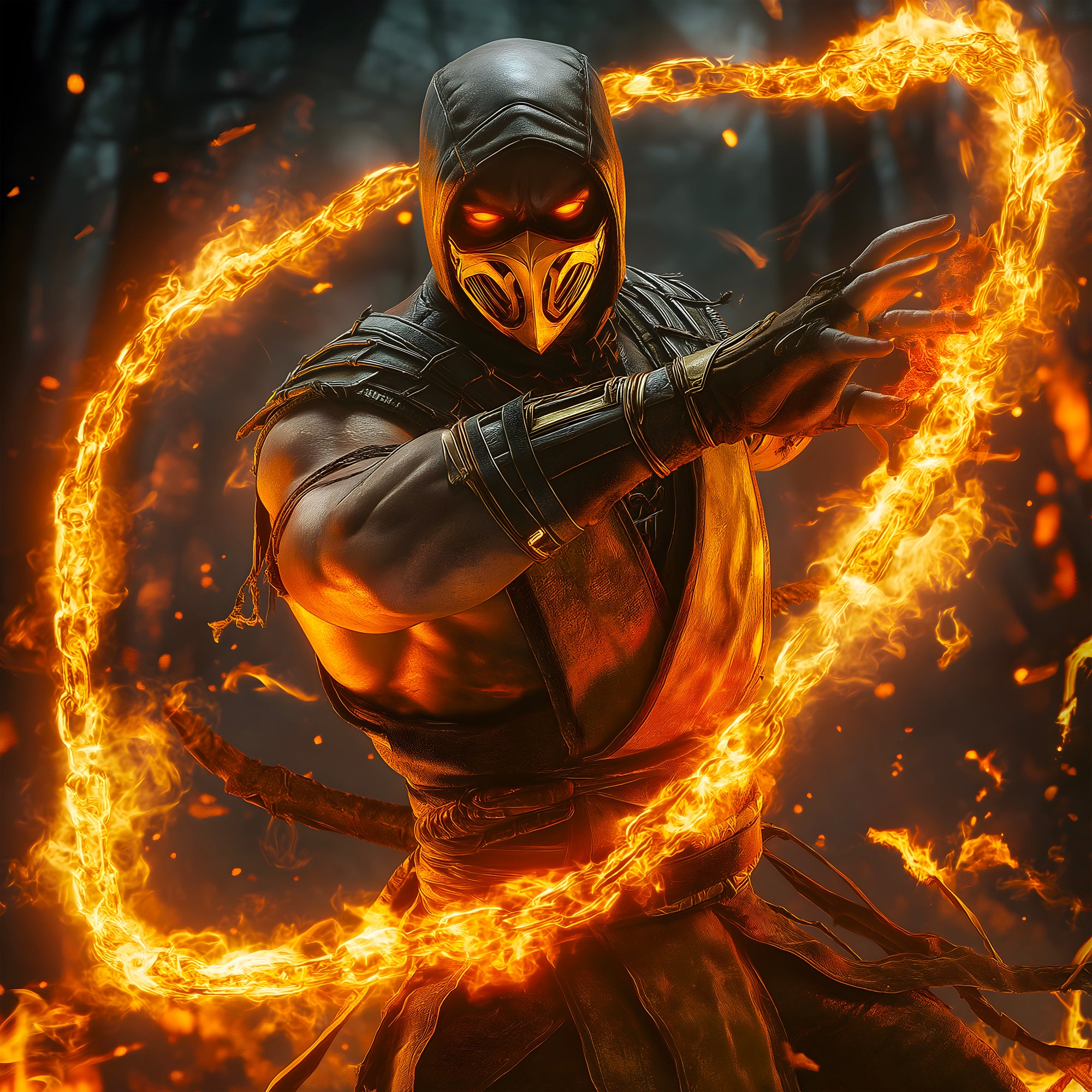 Tableau Mortal Kombat Scorpion Maître du Feu - Déco Murale - Fabulartz.fr
