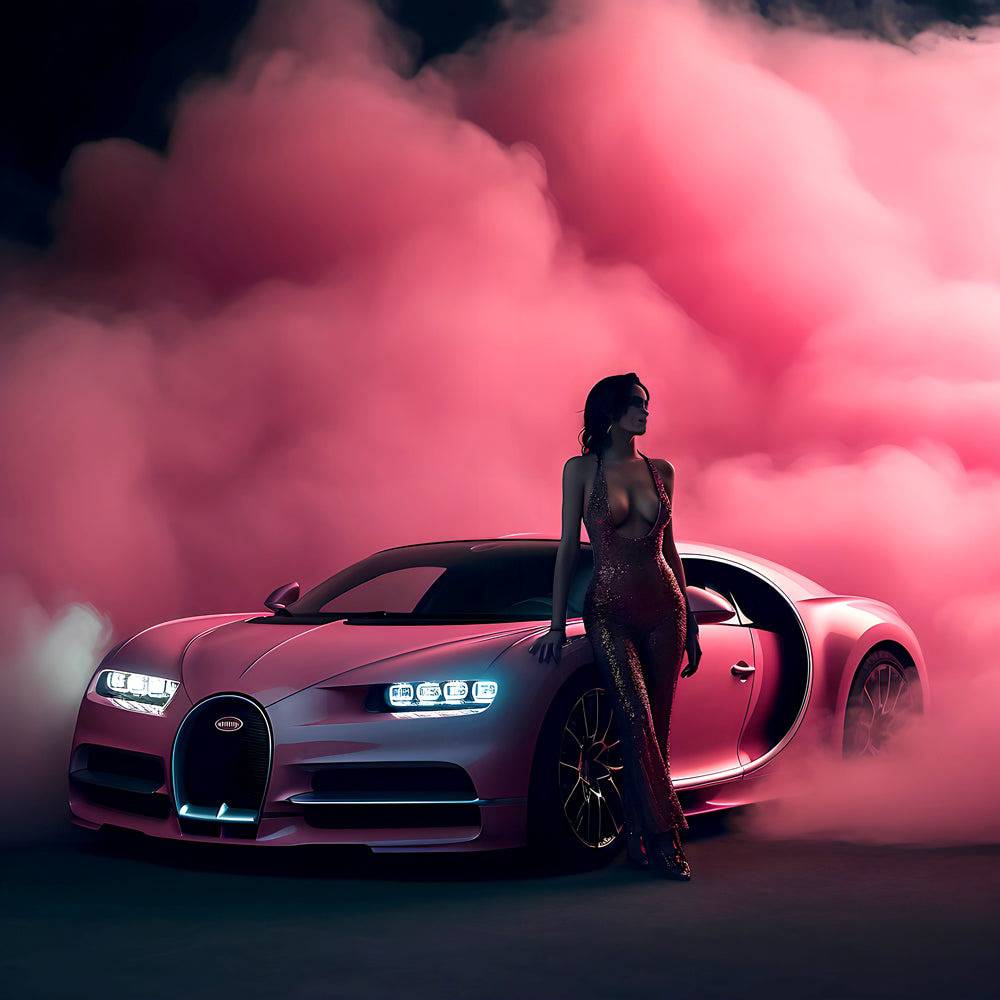 Une Femme et sa Voiture de Sport | Tableau Pop Art - Fabulartz.fr