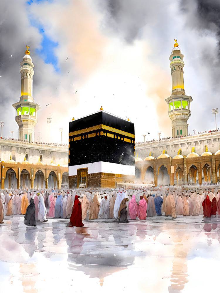 Unité dans la Foi : Moment Spirituel à La Mecque - Tableau Islam - Fabulartz.fr 