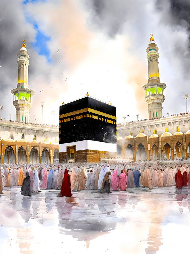 Unité dans la Foi : Moment Spirituel à La Mecque - Tableau Islam - Fabulartz.fr