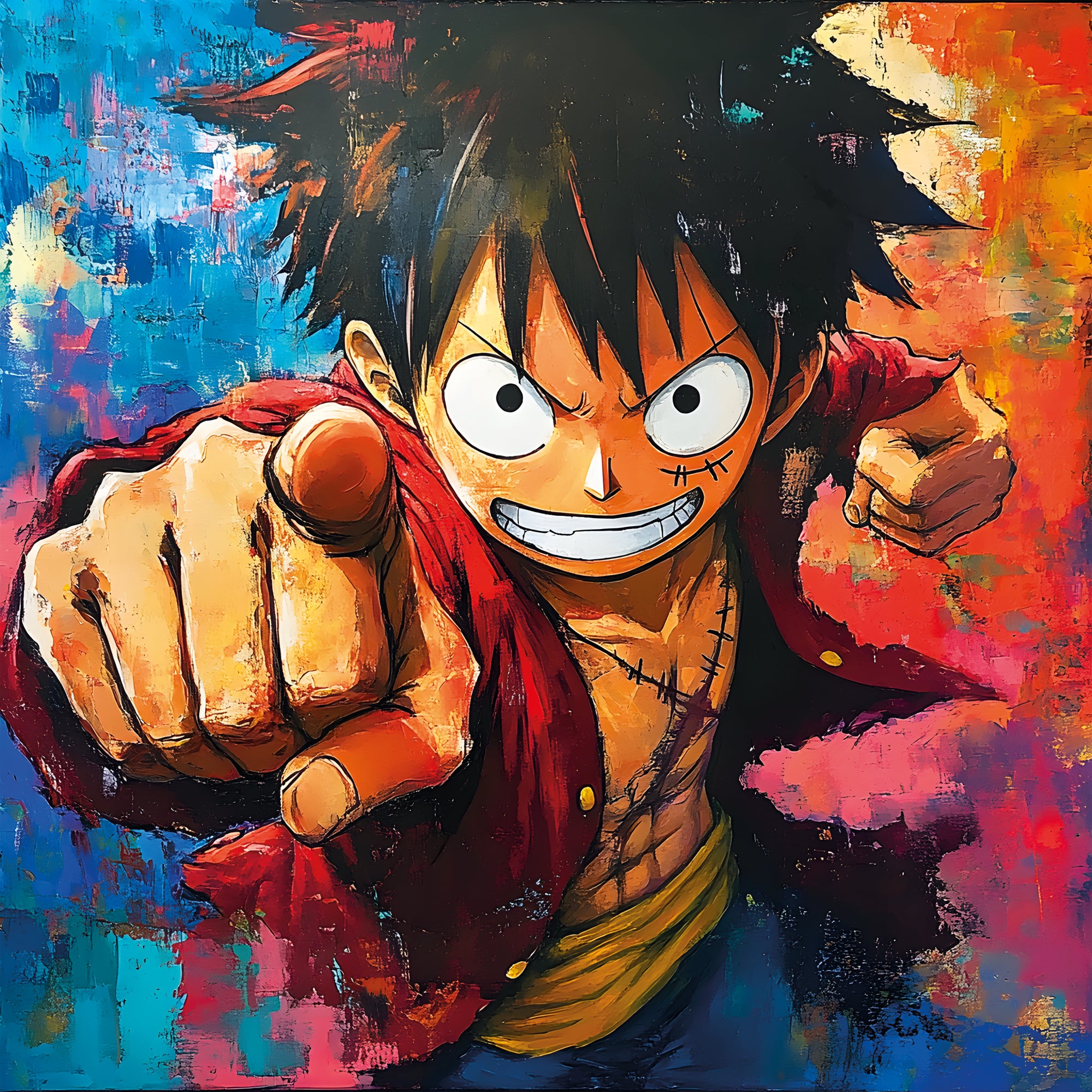 Tableau One Piece Luffy Poing Tendue - Cadre Mural Moderne - Fabulartz.fr