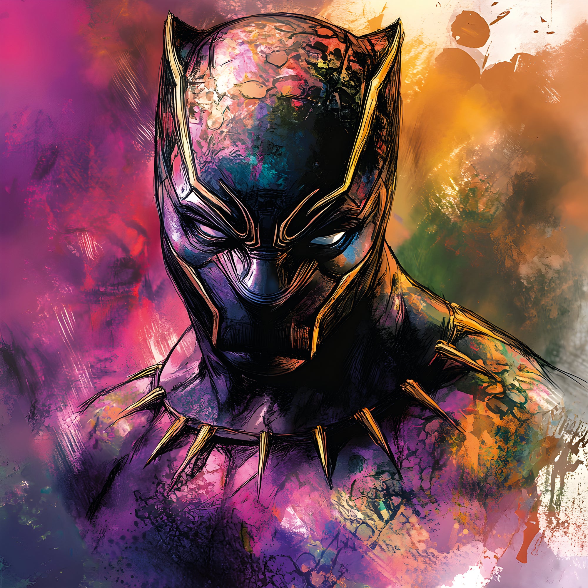 Tableau Black Panther Couleurs Éclatantes - Fabulartz.fr