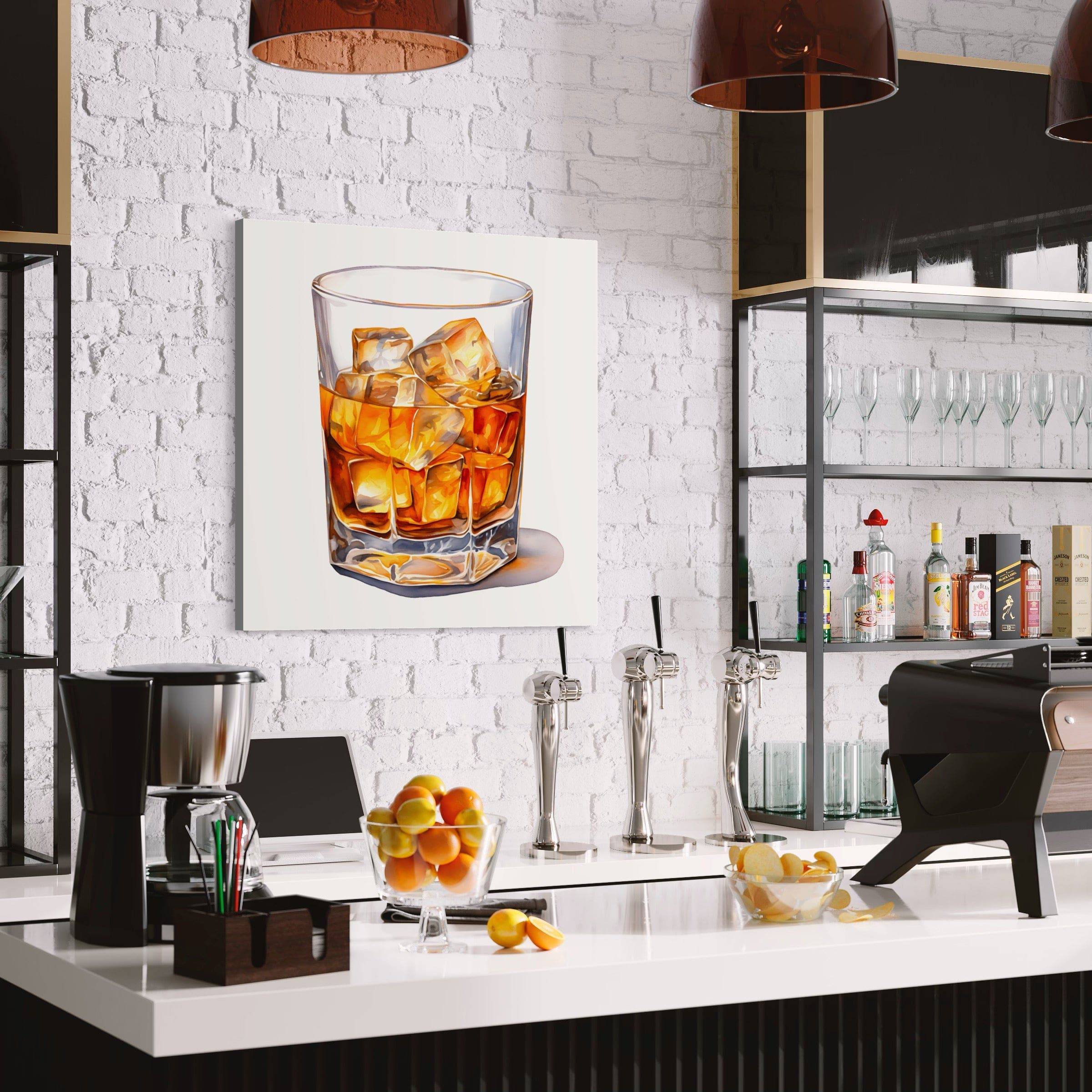 Verre de Whisky Élégant - Tableau Décoratif pour Cuisine et Bar - Fabulartz.fr
