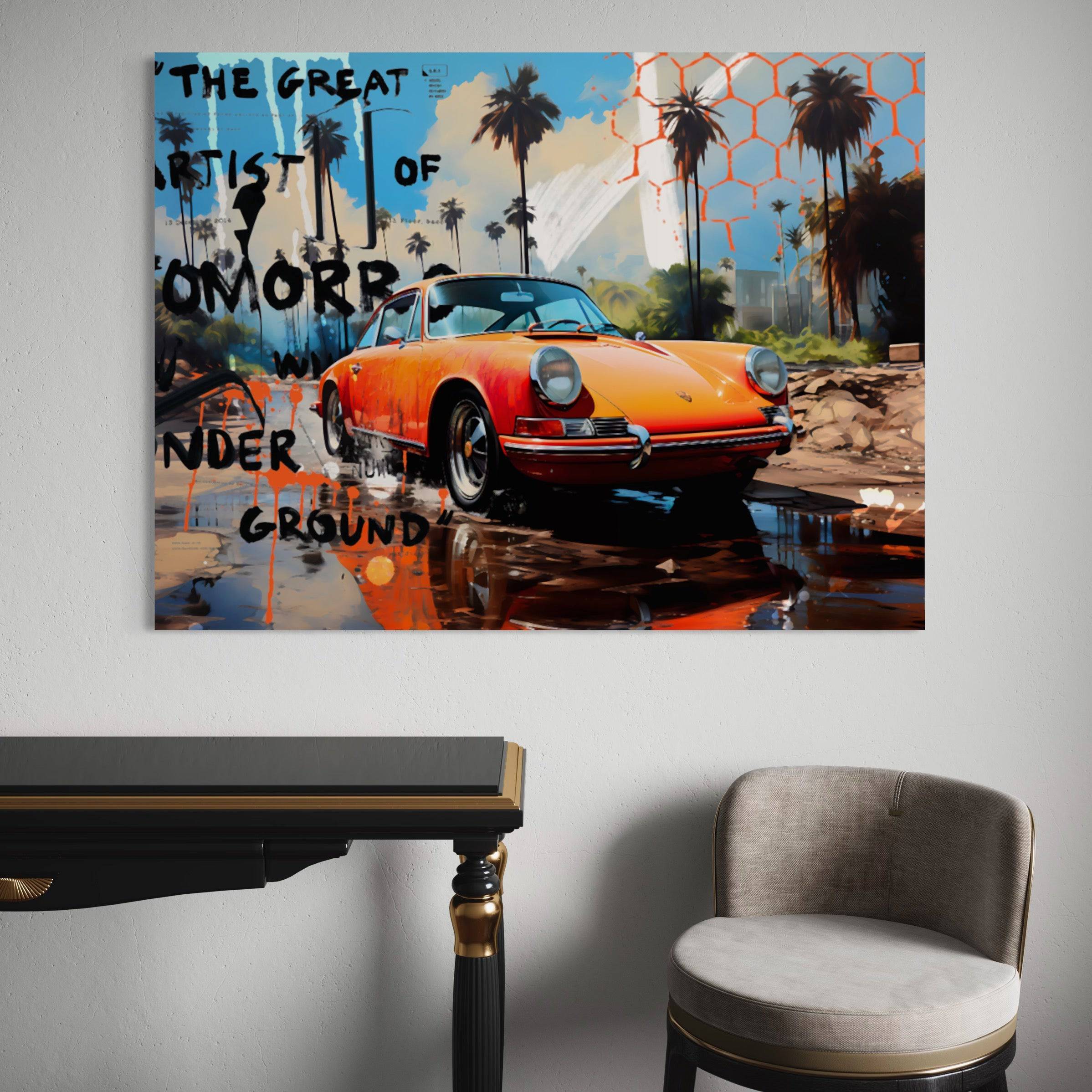 Vintage Car in the Rain - Tableau Pop Art Voiture - Fabulartz.fr