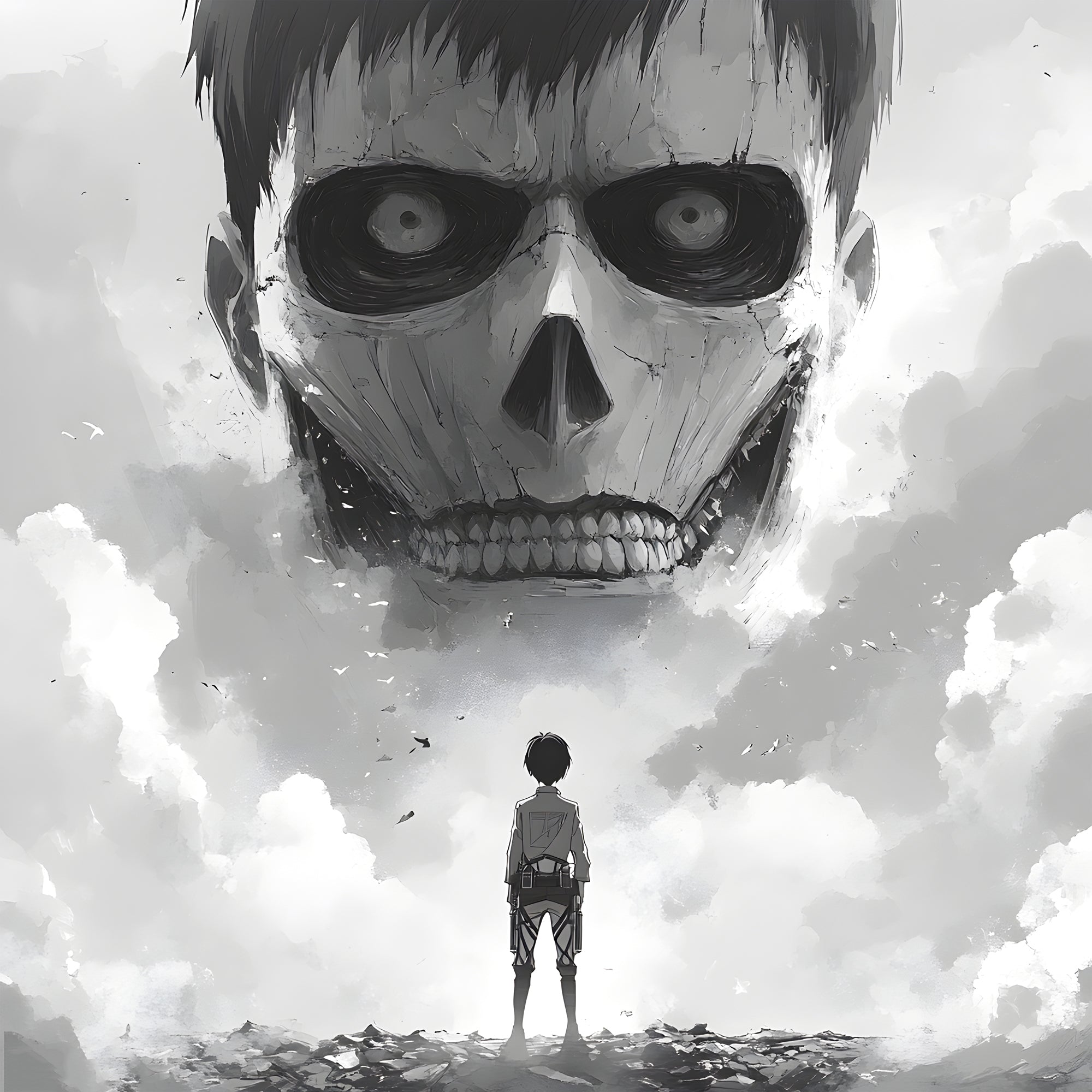 Tableau Attaque Des Titans Face Aux Ombres - Décoration Murale Moderne - Fabulartz.fr