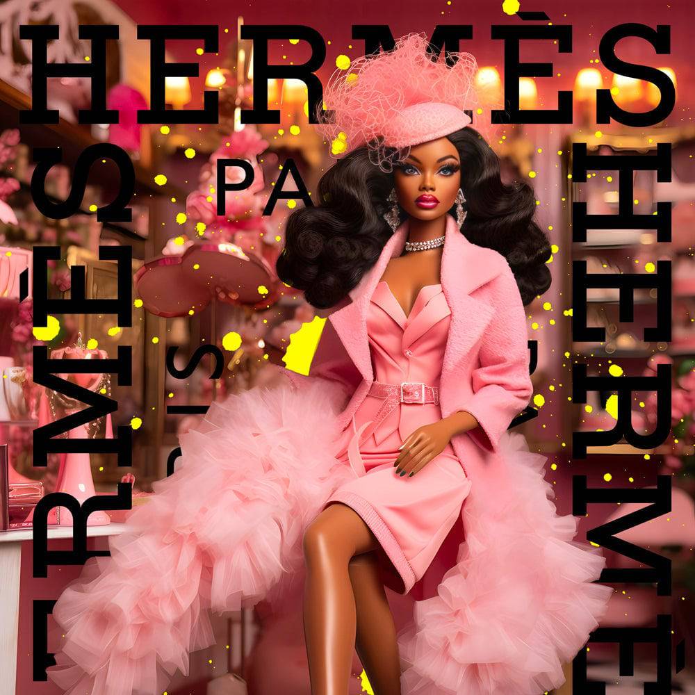 Whimsy in Pink - Tableau Luxe Barbie Hermes - Fabulartz.fr 