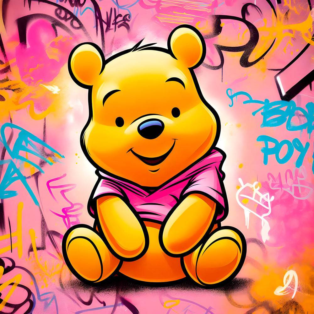 Winnie l'ourson rose - Tableau enfant - Fabulartz.fr
