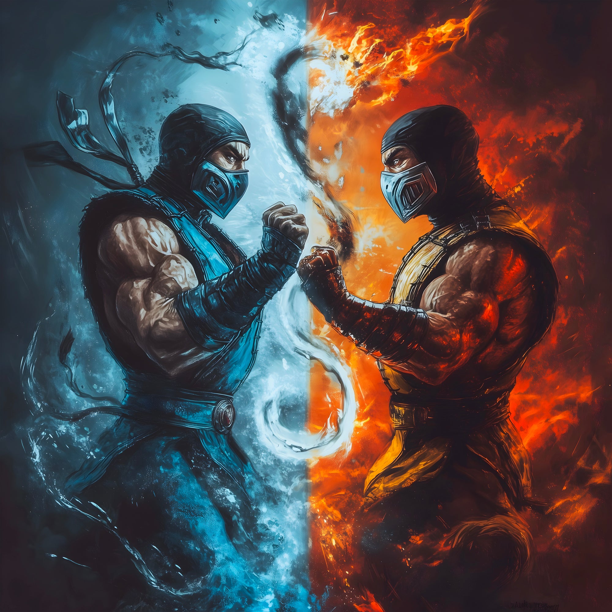 Tableau Mortal Kombat Scorpion vs Sub Zero - Cadre Déco - Fabulartz.fr
