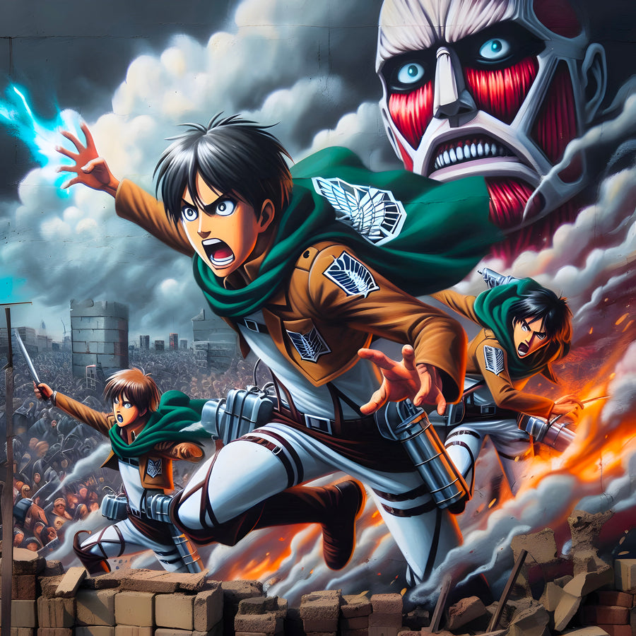 Tableau Attaque Des Titans L’Assaut Des Héros - Déco Murale Moderne