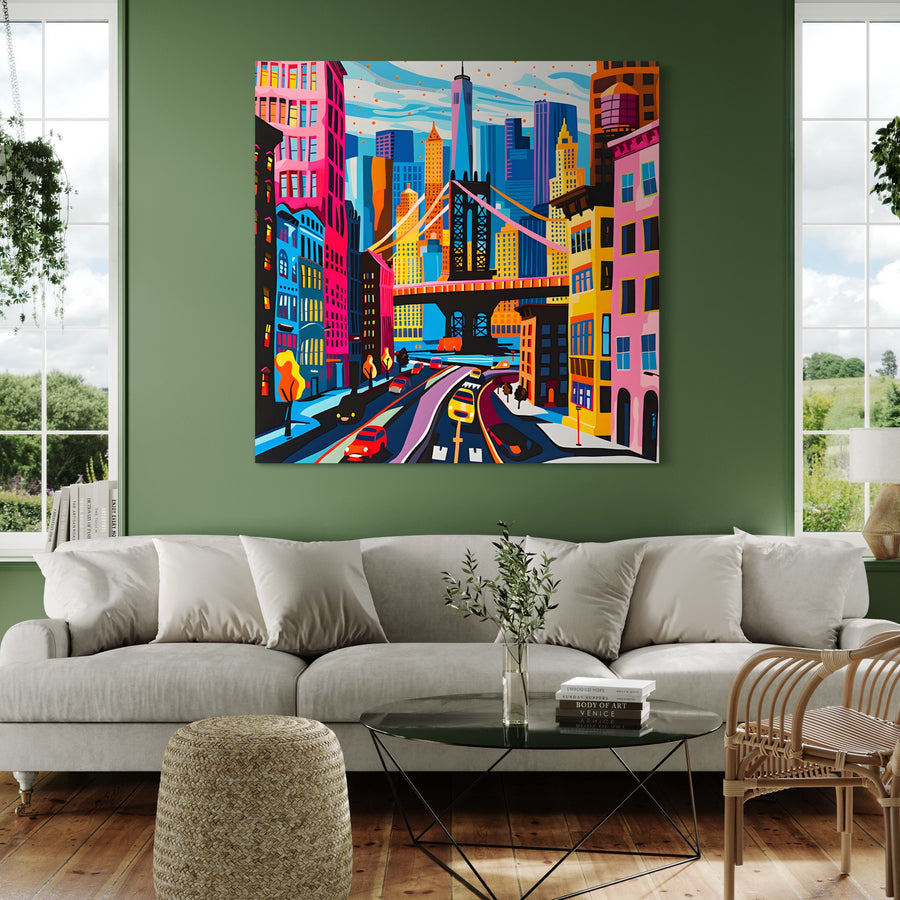 Tableau Pop Art Ville Colorée - Cornice da parete di design