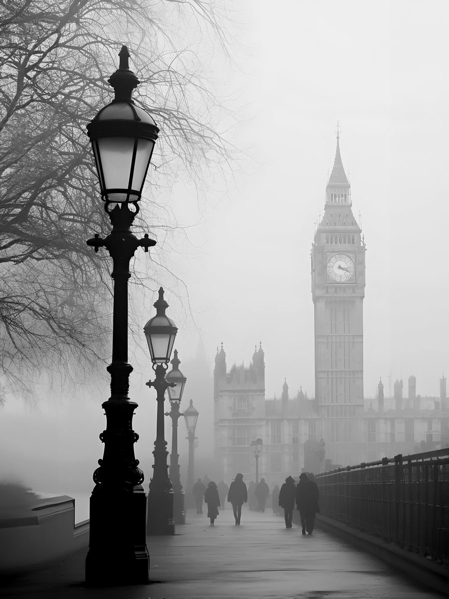 Pittura Londra Westminster Nebbia - Decorazione murale moderna