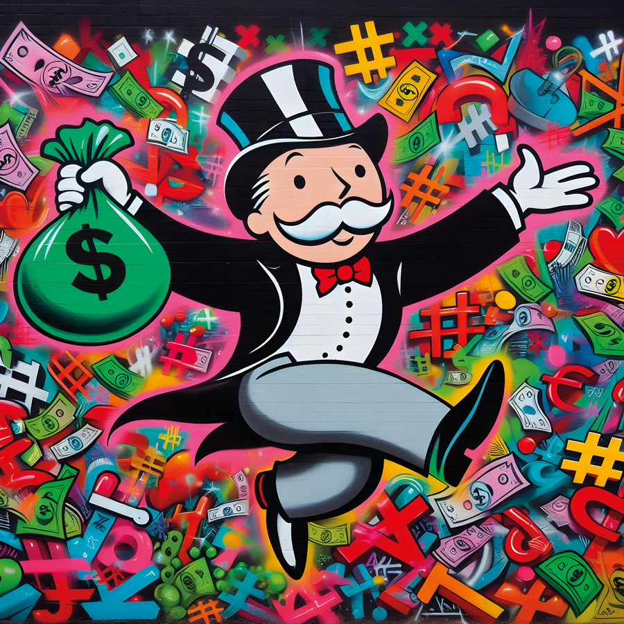 Tableau Monopoly Sac Billets – Cadre Mural Décoratif