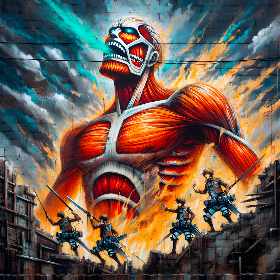 Tableau Attaque Des Titans Colosse En Feu - Décoration Murale Design