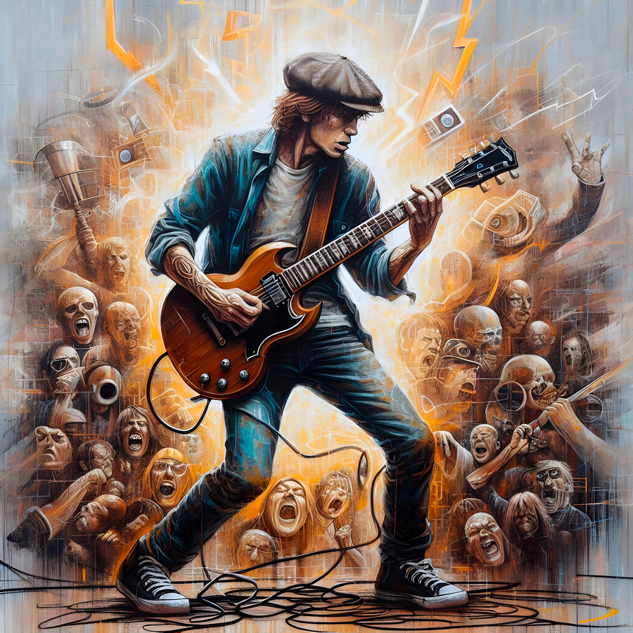 Tableau ACDC Guitariste et Foule - Décoration Murale Design