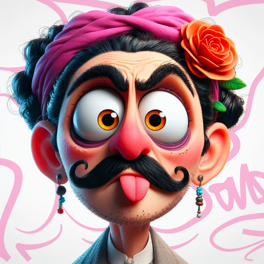 Humorous Frida Kahlo Portrait - Déco Murale Design