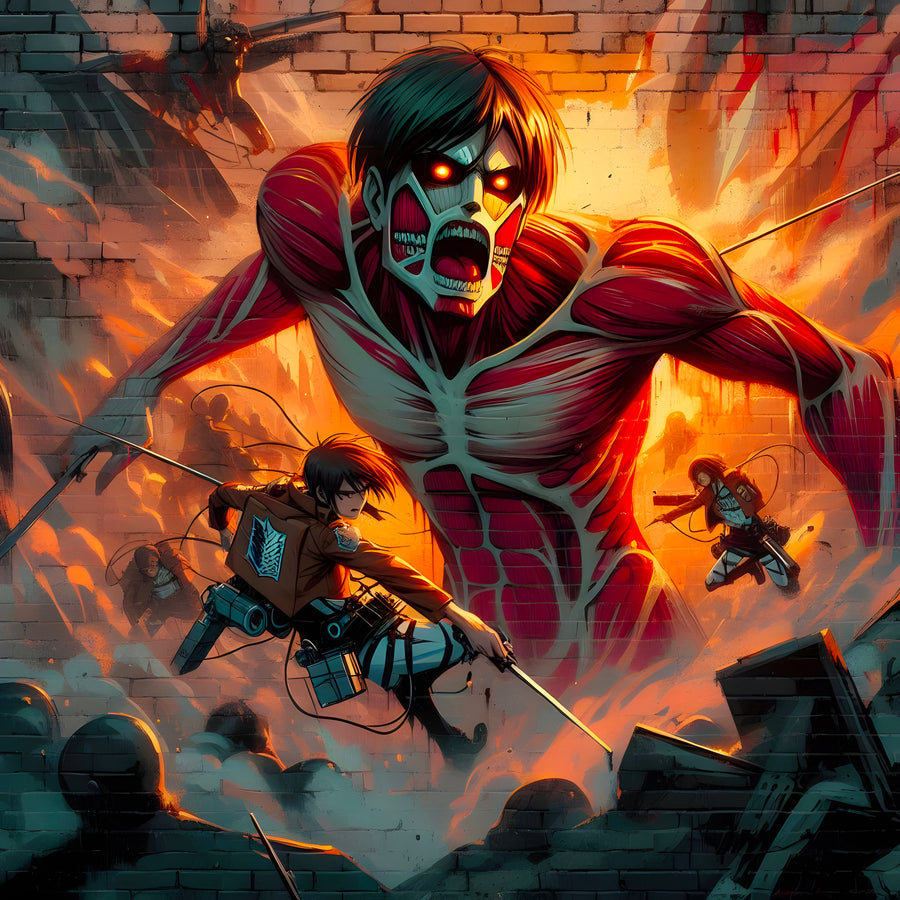 Tableau Attaque Des Titans - La Colère Du Titan - Cadre Moderne