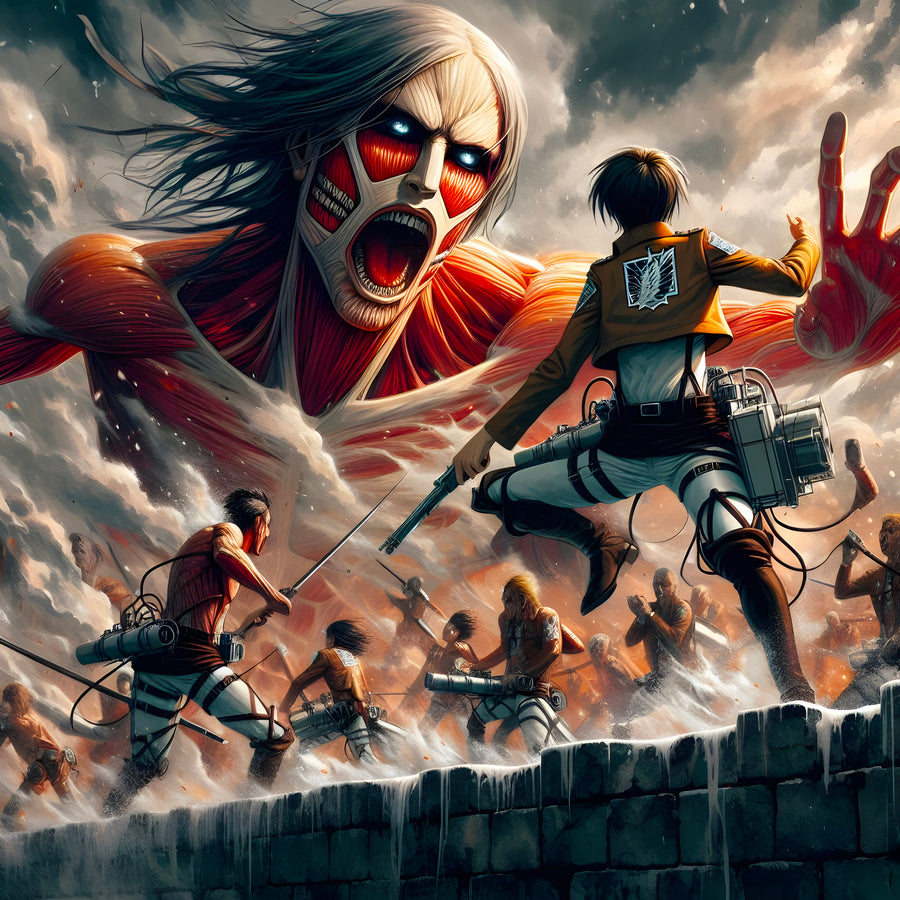 Tableau Attaque Des Titans La Bataille Des Remparts - Déco Murale