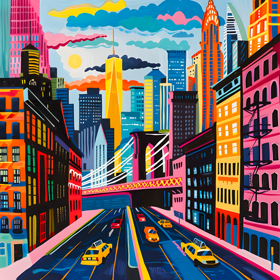 Pop Art Painting New York Bridge - Déco Murale Design