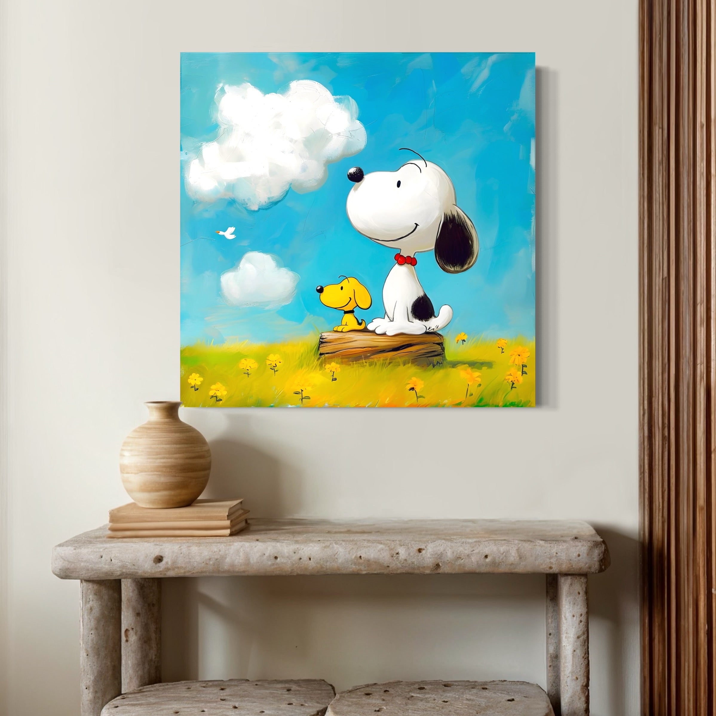 Tableau Décoratif Vintage Snoopy Sur Bois - Impression Laser 10x15 Cm, Style BD | Décoration Murale KUSTOM ART